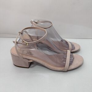 Lulu’s Sandals Womens 11 Ankle Strap Nude Blush Low Block Heel Wedding Party
